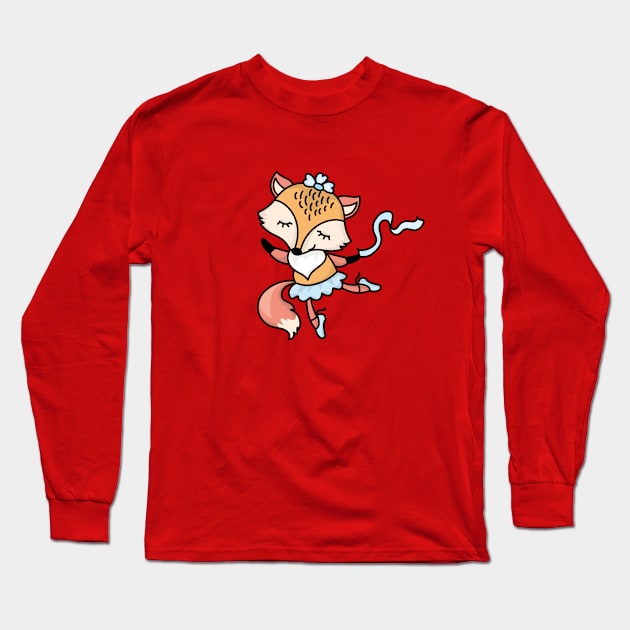 Cute Fox girl ballet dancer Long Sleeve T-Shirt by naum